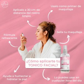 Tónico Facial Rosas Áloe Vera Hamamelis Colágeno -allium 3pz