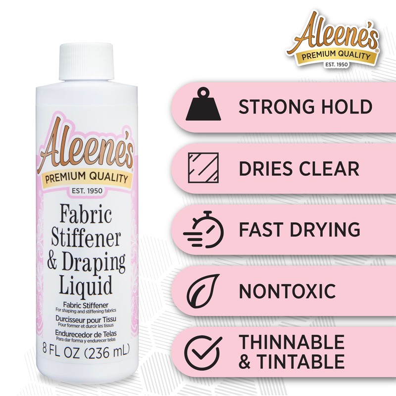 Aleene's Fabric Stiffener and Draping Liquid, Quick Drying, Nontoxic, For