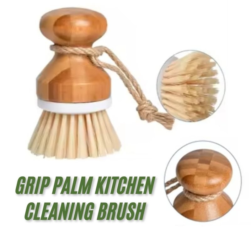 Afnax Cleaning Bamboo Palm Scrub Brush for Pots, Dish, Pan,