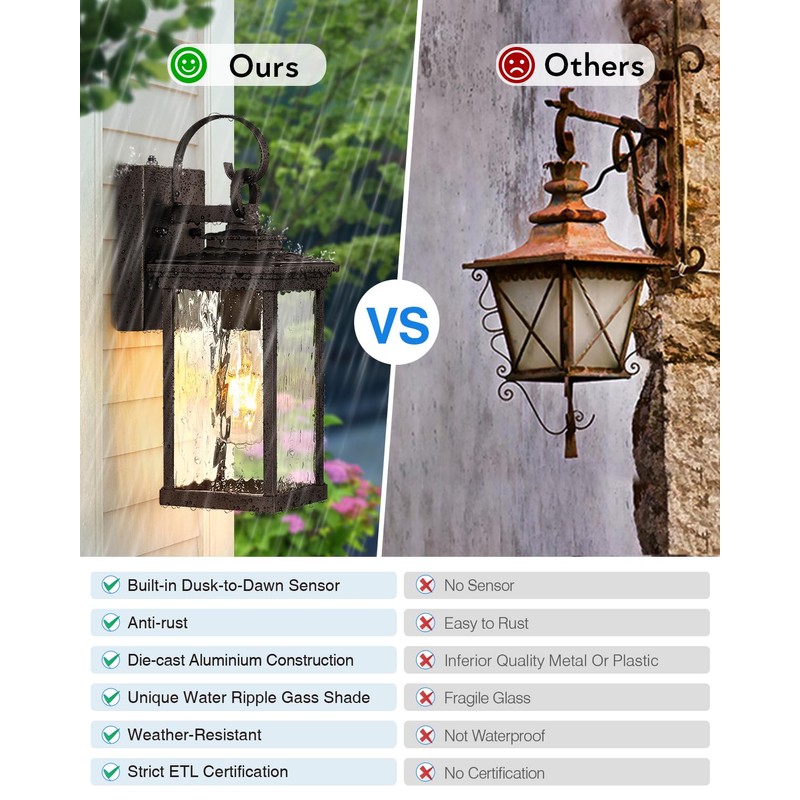 VIANIS Dusk to Dawn Outdoor Garage Lighting, Farmhouse Oil Rubbed