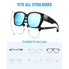 Pro Acme Polarised Men's Sunglasses, Oversized Space Over Glasses Shades for Men Women Wrap Around UV Protection, A4-black|blue mirrors