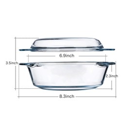NUTRIUPS Small Round Glass Casserole Dish with Lid, 1 L Mini glass bowl with glass lid, Microwave and Oven Safe