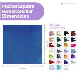 Royal Blue Men’s Satin Pocket Square – Italian Style Plain Handkerchief for Suit, Wedding, Formal Wear, Prom & Gift – Unisex Solid Colour Hanky for Grooms, Parties & Fashion Accessories - 23cm