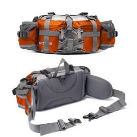 Bp Vision Outdoor Fanny Pack Hiking Camping Biking Waterproof Waist Pack 2 Water Bottle Holder Sports Bag for Women and Men Orange