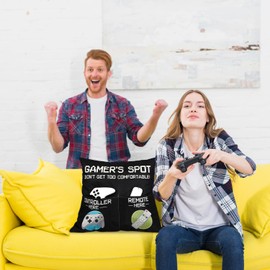 Geefuun Gamer Gifts 18"x 18" 2-Pocket Gaming Pillow Covers & “I’M Gaming DO NOT Disturb” Hats & Funny Socks, Christmas Easter Birthday Gift for Teen Boys Room (No Fillers)