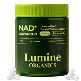 1PCSLumine Organics NAD+ Suplemento para apoyo al metabolismo energético, cápsulas liposomales que contienen resveratrol, nicotinamida ribosideana y q