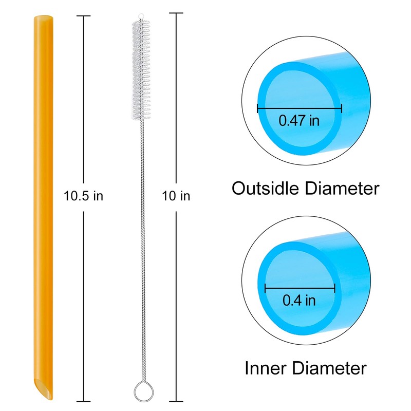 Angled Tips, 12 Pcs Wide Reusable Bubble Tea Straws with