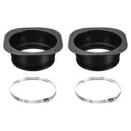 PATIKIL 6" Duct Connector Flange, 2 Pack Dryer Vent Wall Plate Square to Round Straight with Clamp for Air Heating Cooling Ventilation Exhaust Fan, Black