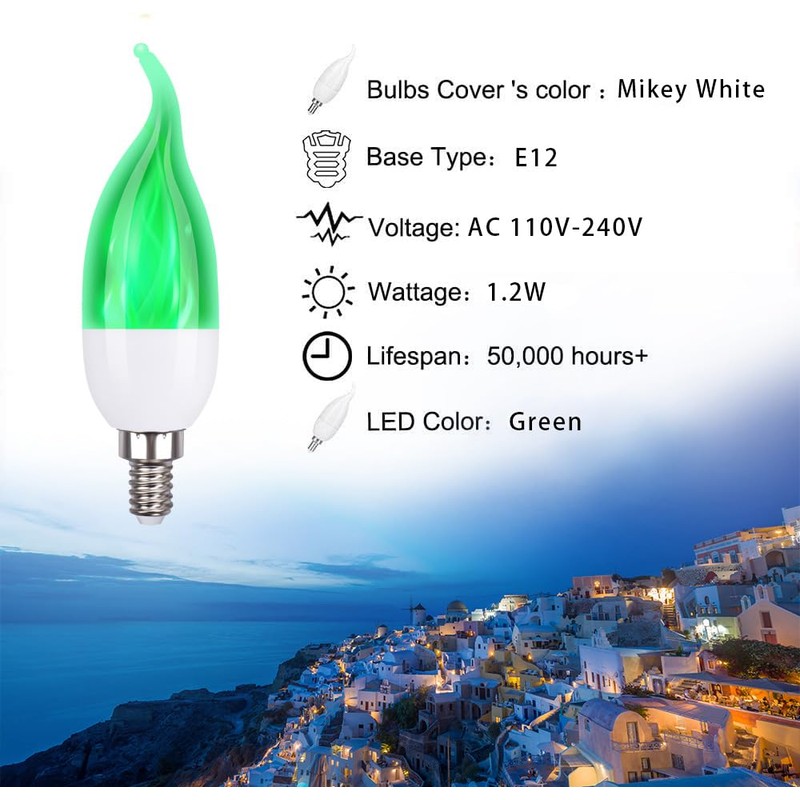 OHLGT E12 Flame Bulbs, 3 Mode LED Candelabra 2.0 Watt