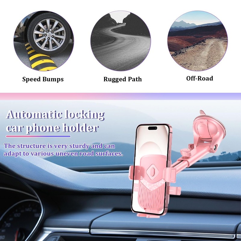 Dashboard Windshield Air Vent Phone Holder, Pink Style 1