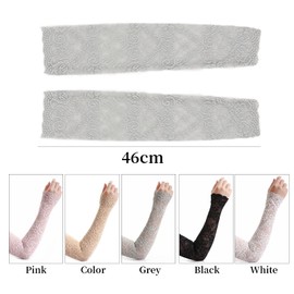 UV Protection Lace Arm Sleeves, Women's Floral Lace Sleeves Hollow Out Long Sunscreen Gloves Fingerless Driving Gloves