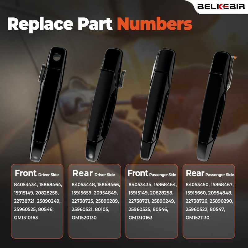 4 PCS Black Exterior Door Handle Front Rear Driver Passenger