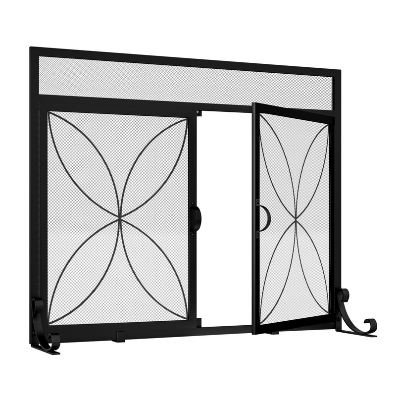Fire Beauty Fireplace Screen with Magnetic Doors,Large Metal Fire Place