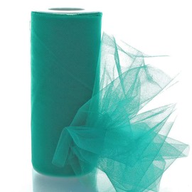 6" Premium Tulle Fabric Roll For Crafts, Wedding, Party Decorations, Gifts - Teal 25 Yard Spool