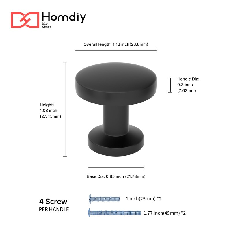 homdiy 10 Pack Kitchen Cabinet Knobs Black Knobs Drawer Zinc