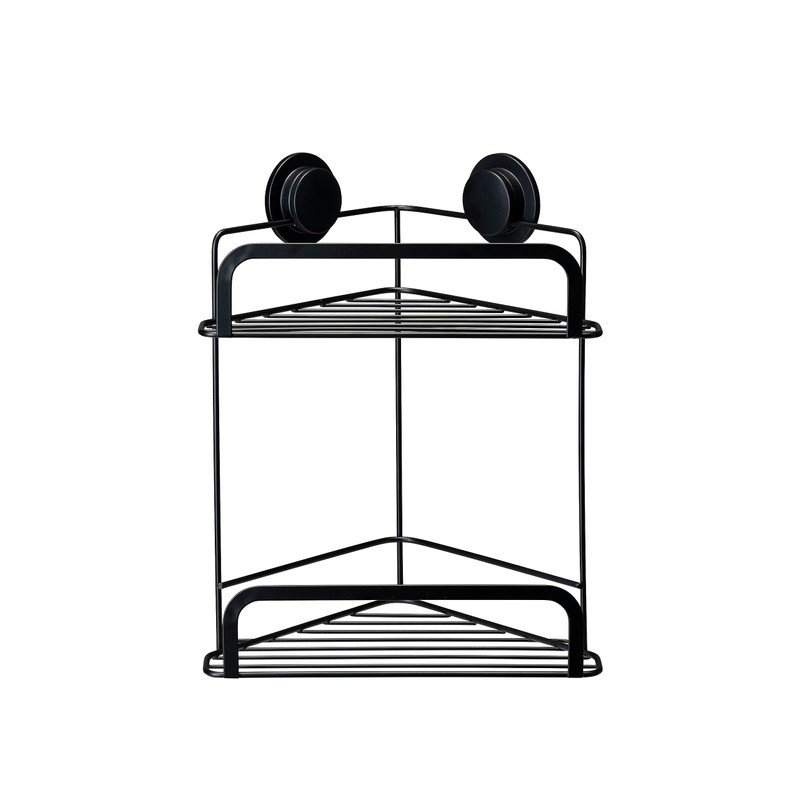 Croydex Stick 'n' Lock 2 Tier Corner Basket Matt Black