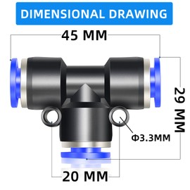 ERGAOBOY Pack of 10 Blue 8 mm AD 3-Way T Piece Push to Connect Fittings Pipe Connection Push Fit (PE-8)
