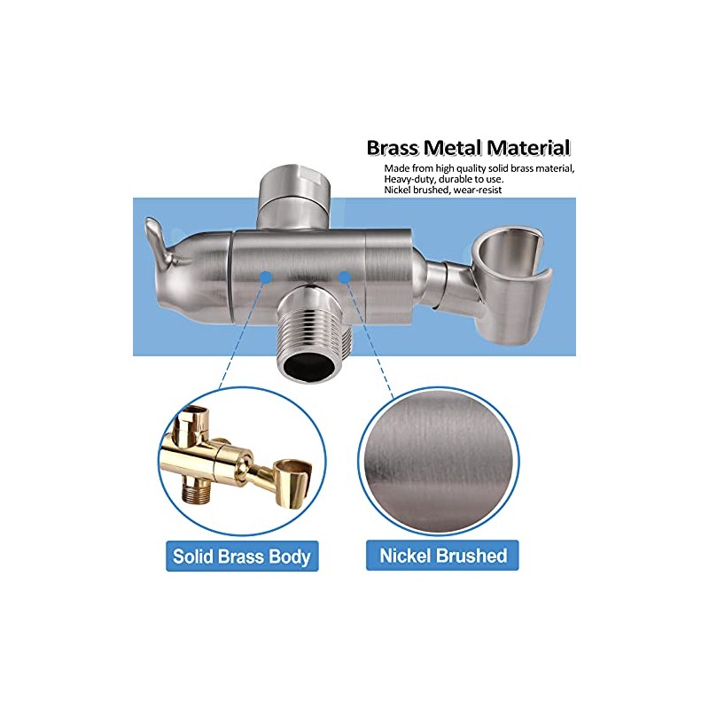 Shower Arm Diverter with Handshower Mount, G1/2 Brass Shower Diverter