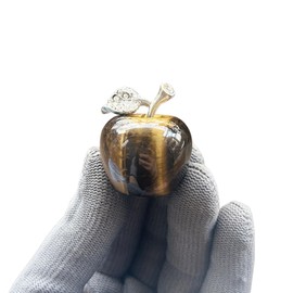 Sunshcat Natural Tiger's Eye 1.18 Inchs Apple Crystal and Healing Stone Statues,Room Decoration Christmas Decorations Thanksgiving Gifts Office Gifts Collectibles