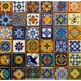 Escanver Azulejo Talavera 5x5cm 60 Pzas Confeti Multicolor Surtido Mx
