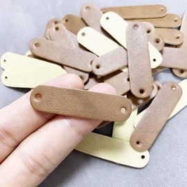 Juland Pack of 40 Handmade Faux Leather Labels Tags PU Clothing Bag Sewing Decoration DIY Clothes Labels Rectangle Sewing Woven Labels Leather Label Signs Patch Handmade - 1.1x4.5cm - A5