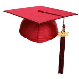 Newrara Shiny Kindergarten and Preschool Graduation Cap for Kids with Tassel (Red)