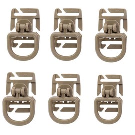 Jadedragon Multipurpose Tactical 360 Rotation D-Ring Clips/Locking Carabiner/Hydration Tube Clips/Elastic String Strap Management Tool for MOLLE Webbing Attachment Backpacks (D- Tan)