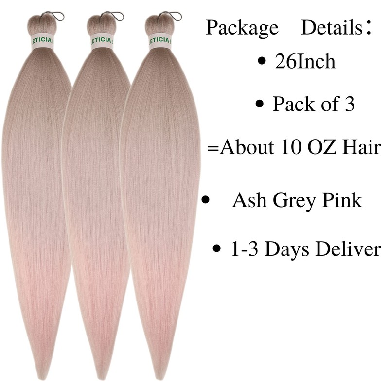 Ash Grey Pink Braiding Hair Pre stretched Braiding Hair Braid
