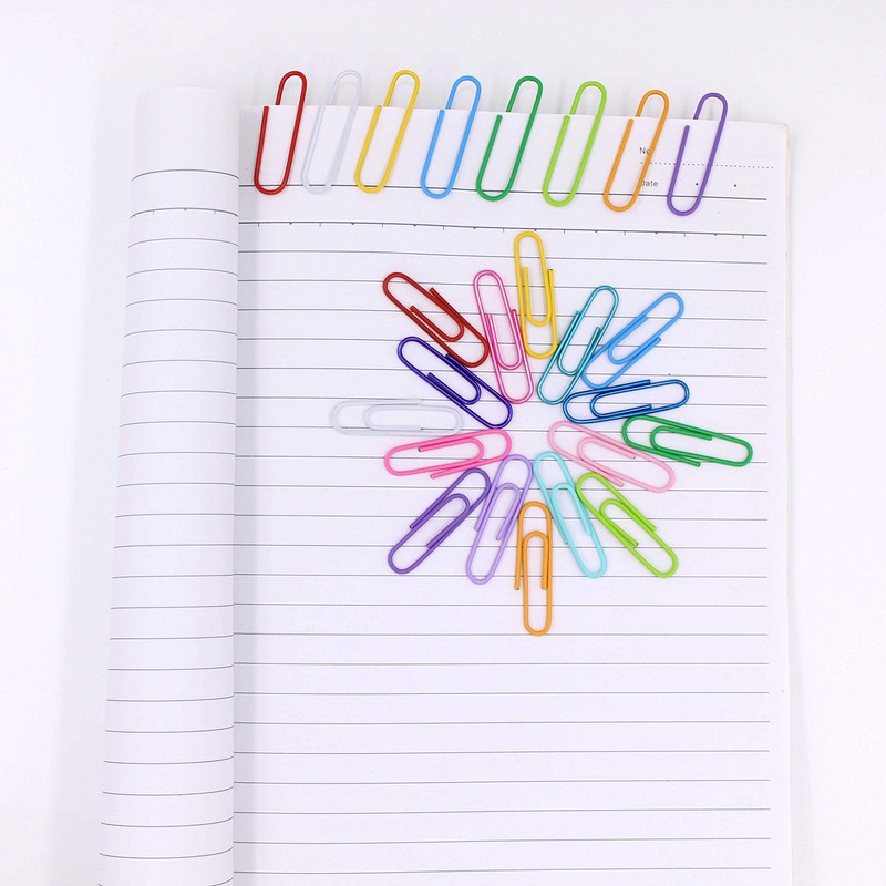 OKVGO 500pcs Coloured Paper Clips with Plastic Box of Paper
