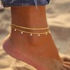 Poxtex Gold Anklets for Women, Zircon Gemstone Layered Gold Ankle