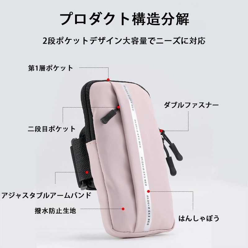 Running, Smartphone Armband, Compatible with 6.8 inches or Smaller, Fall