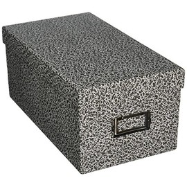 Oxford 40589 Reinforced Board Card File, Lift-Off Cover, Holds 1,200 4 x 6 Cards, Black/White