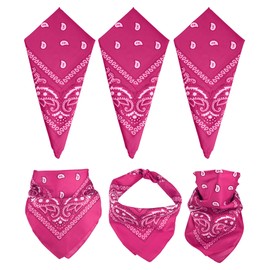 MEEZY 3 Pcs Bandanas for Women Men, Paisley Pattern Bandana Head Scarf Handkerchiefs Outdoor Multi-Purpose Cowboy Face Mask Square Scarf Headwear for Boy Girls 100% Polyester (3, Hot Pink)