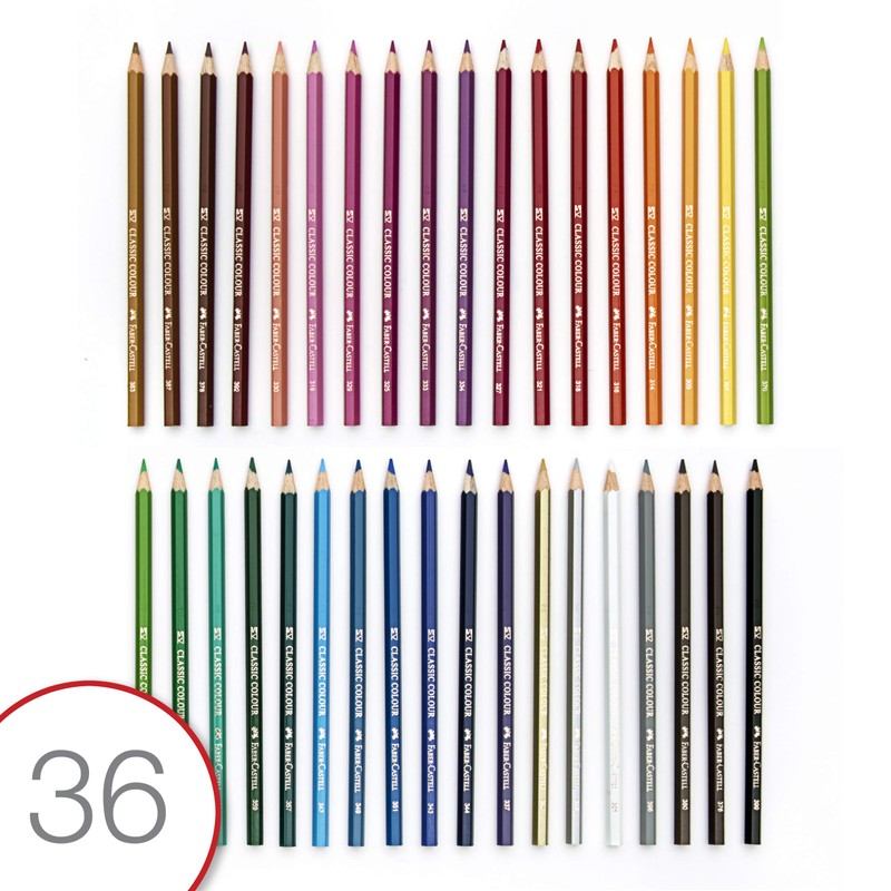 Faber-Castell Classic Colored Pencils Tin Set, 36 Vibrant Colors In