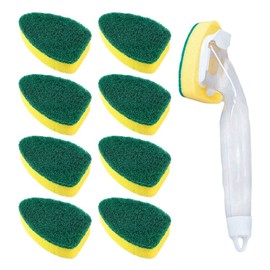 Gativs Cleaning Sponge Dish Sponge with Handle 10 Pieces Dish Wall Sponge Kitchen Sink Cleaning Brush Replacement Head for Sink Dish Wall Cleaning Brush Washing Sponge with Handle Bathroom