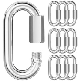 KINLINK 10PCS M4 5/32 Quick Link Chain Connector, 304 Stainless Steel Carabiner, Small Locking Carabiner Clips Heavy Duty Chain Link Connector for Connecting Hammock，Swing, Shade Sail-Capacity 500LB