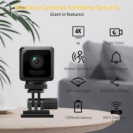 EKJANEPE Mini Camera, Mini Home Security Camera, 4K Wireless WiFi Micro Camera, Portable Indoor Outdoor Camera, Remote Surveillance for Security with App