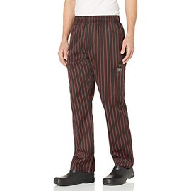 Chef Code unisex adult Chefs Pants, Chalkstripe Red, Small US