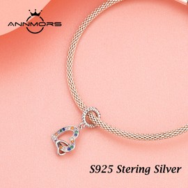 Annmors Marry Christmas Charm Love Pendant S925 Sterling Silver Bracelet Bead with Cubic Zirconia for European Bracelets Necklace, Mother's Day Jewellery Gift Christmas for Men and Women, Silver