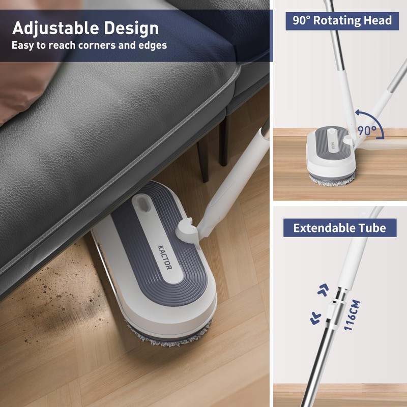 Cordless Electric Spin Mop, Electric Floor Cleaner with Water Sprayer