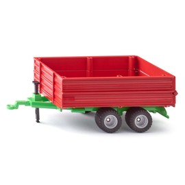 Siku 2881 Tandem Axle Trailer, 1:32, Metal/Plastic, Red/Green, Toy for Children, Tilting Load, Height-Adjustable Side Walls