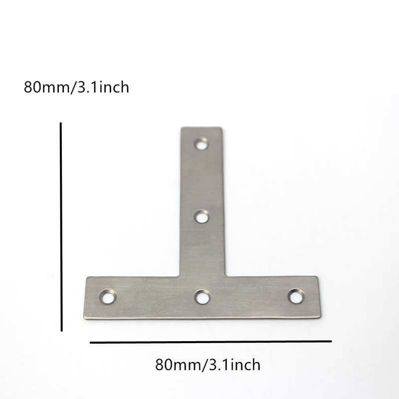 T Brackets, 10PCS Stainless Steel T Brackets, Flat T Shape
