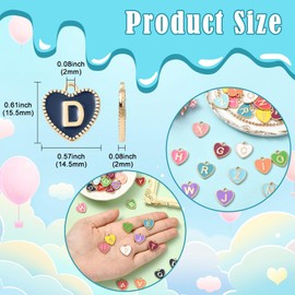 Stiesy 52Pcs Letter Charms for Jewellery Making Initial A-Z Alphabet Heart Charm Bulk Capital Letter Enamel Pendants for Jewelry Bracelets Necklaces Making DIY Crafts