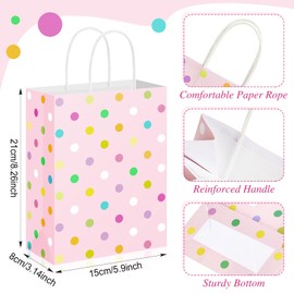 Humyoun 24 Pcs Pastel Paper Gift Bags with Handles, Pastel Dots Goodies Treat Candy Bags for Holiday Party Favor Gift Wrapping Baby Shower Wedding Birthday Party Supplies