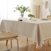 meioro Tablecloths Striped Tassel Table Cloth Rectangular Tablecloth Cotton Linen