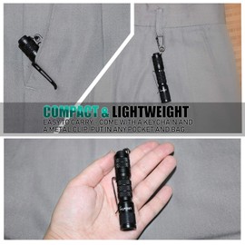 AIDIER A7 EDC Keychain LED Flashlight, Ultra Compact Bright 180lm with Bright LED AAA Battery IPX7 Waterproof Tail Switch Flashlights for Camping, Hiking, Outdoor Activity and Emergency Lighting