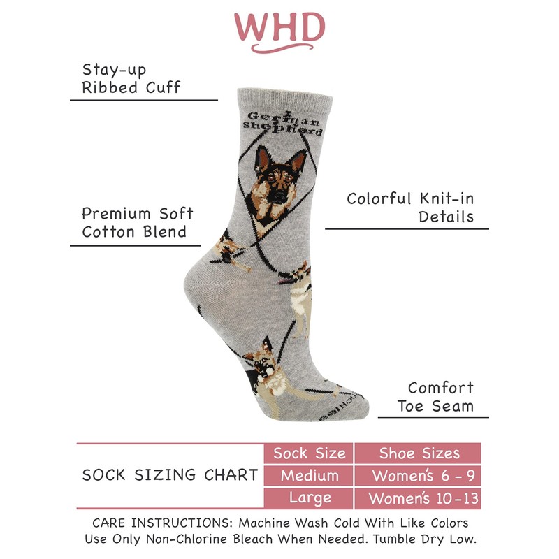 WHD German Shepherd Socks (Gray, Medium)