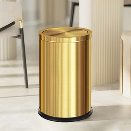 Huaqinglian Brushed Gold Bathroom Trash Can with Swing Lid 4.7Gallon,Stainess Steel Garbage Can Trash Bin Wastebaskets for Kitchen,Office,Bedroom (Gold, 4.7 Gallon)