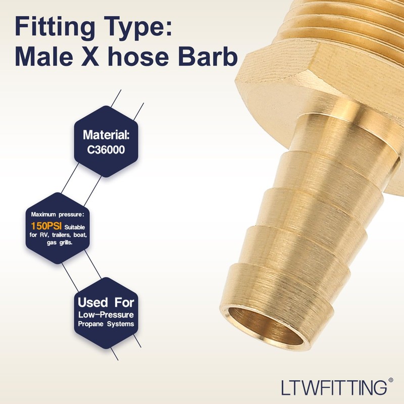 Generic Brass Barbed Fitting Coupler / Connector 3/4" Male BSPT