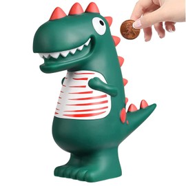 LEcylankEr Dinosaur Piggy Bank, Cartoon Green T-Rex Dinosaur Children's Money Bank, Room Decoration, Coin Bank, Gift for Boys or Girls